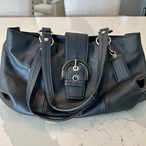 Coach Large SOHO Leather Black Smooth Shoulder Handbag